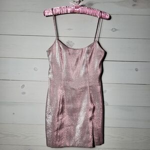 White Fox Dress Pink Metallic Shimmer Fairycore Coquette Barbiecore Spring